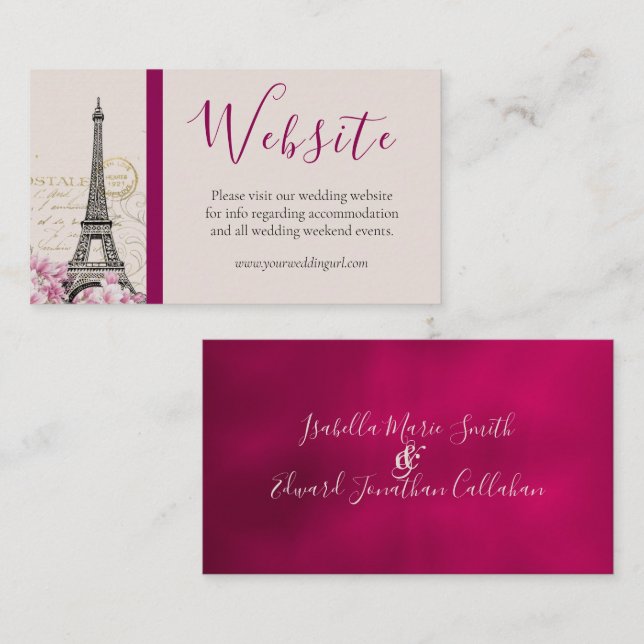 Romantic Paris In Springtime Eiffel Tower Wedding Enclosure Card (Front/Back)