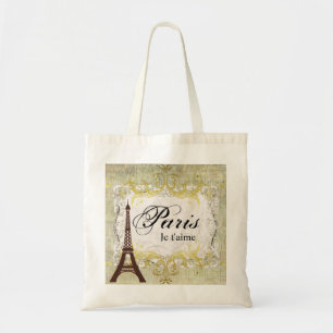 Romantic Paris Je t'aime ~ Vintage Style Tote Bag