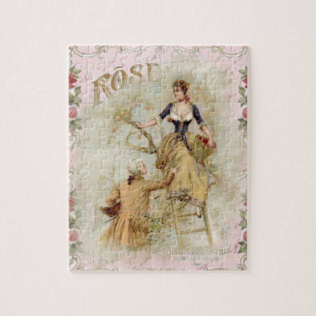 Romantic Paris Lovers pink shabbychic Jigsaw Puzzle (Vertical)