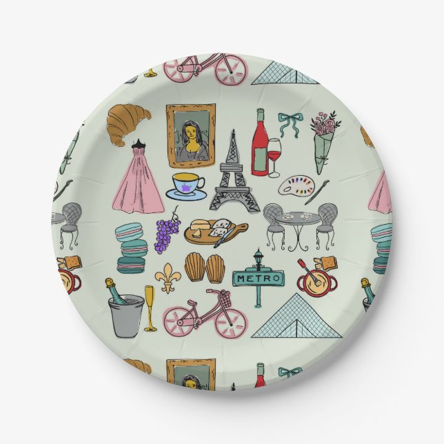 Romantic Paris Paper Plate (Front)