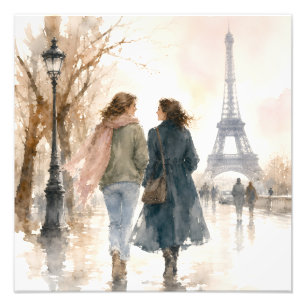 Romantic Paris Street Scene Print