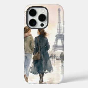 Romantic Paris Street Scene Print iPhone 16 Pro Case