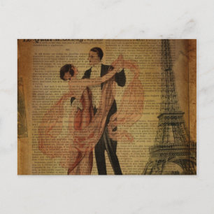 romantic Paris Waltz ballroom dancers Postcard