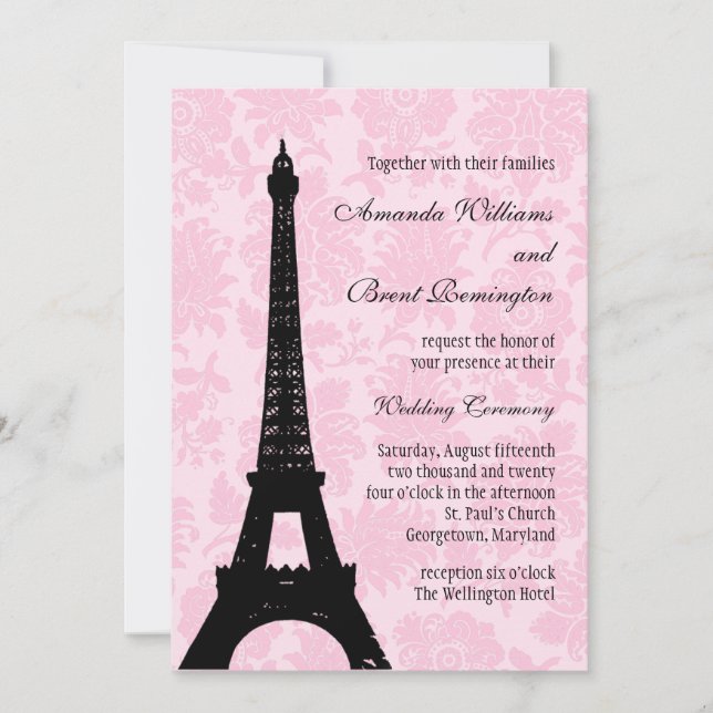 Romantic Paris Wedding Invitation (Front)