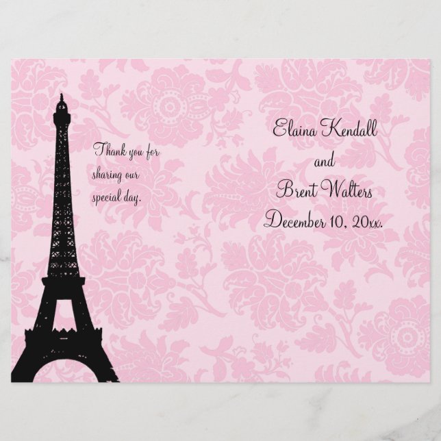 Romantic Paris Wedding Program (Front)