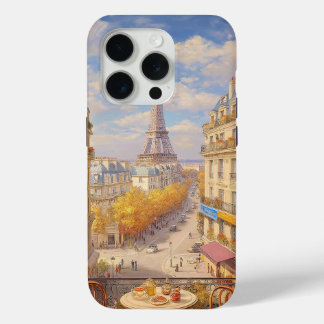 Romantic Parisian Balcony View Oil Painting iPhone 15 Pro Case
