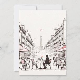 Romantic Parisian Cafe. Table for one Holiday Card