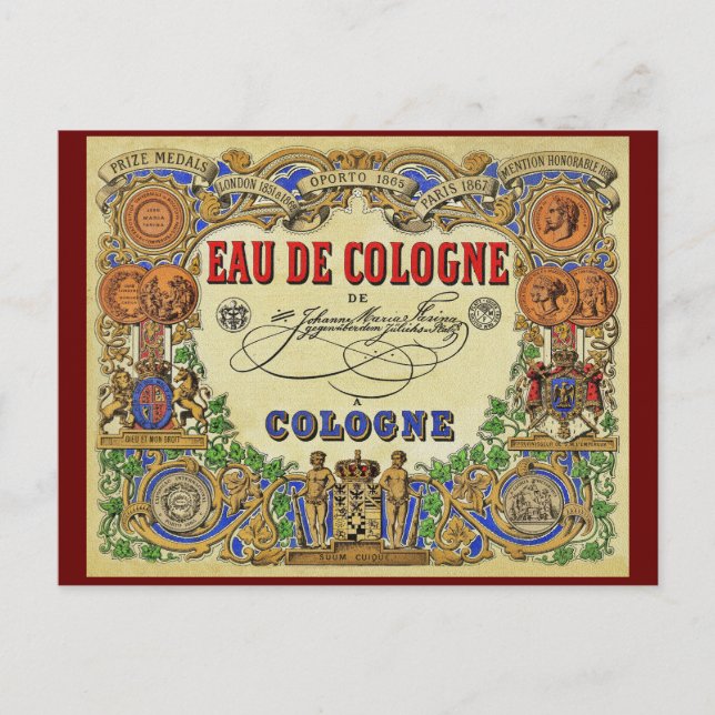 Romantic Parisian Perfume 1868 Holiday Postcard (Front)