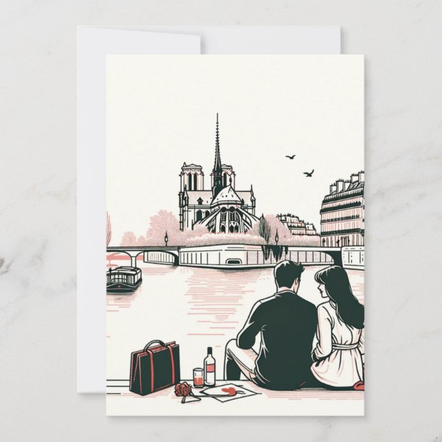 Romantic Parisian Picnic Love. Cherish Moments Holiday Card (Front)