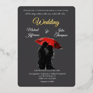 Romantic Parisian Red Umbrella Love Silhouette