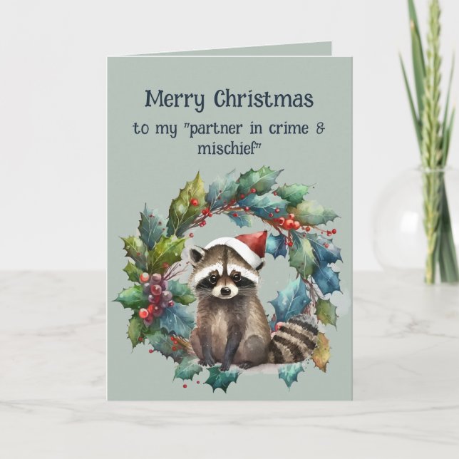Romantic Partner in Crime & Mischief Racoon Card (Front)
