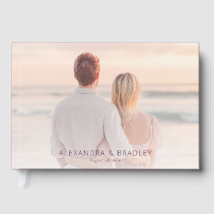 Romantic Pastel Beach Photo Guest Book