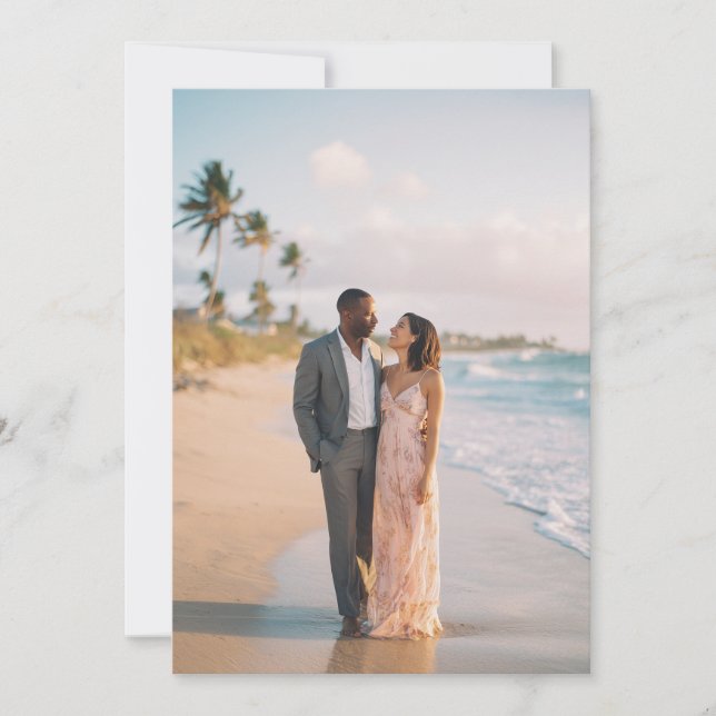 Romantic Pastel Beach Photo Invitation (Front)