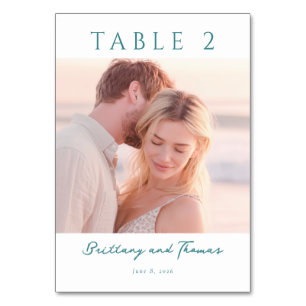 Romantic Pastel Beach Photo Table Number