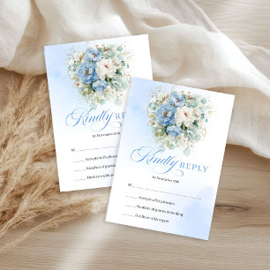 Romantic Pastel Blue Floral Eucalyptus RSVP Card