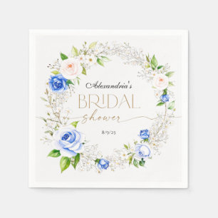 Romantic Pastel Blue Roses Bridal Shower Napkin