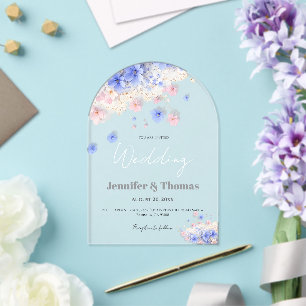 Romantic Pastel Cottagecore Wildflowers  Wedding Acrylic Invitations