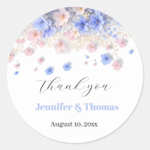 Romantic Pastel Cottagecore Wildflowers Wedding Classic Round Sticker