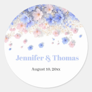 Romantic Pastel Cottagecore Wildflowers Wedding Classic Round Sticker