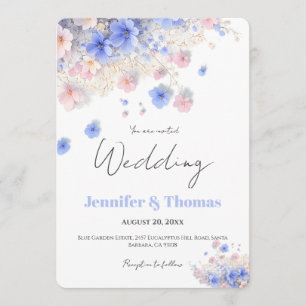 Romantic Pastel Cottagecore Wildflowers  Wedding Invitation