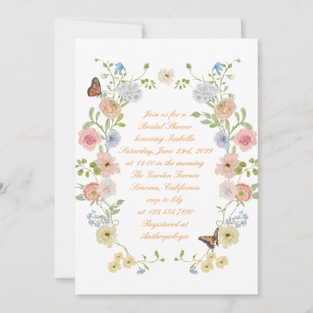 Romantic Pastel Floral Bridal Shower Invitation (Front)