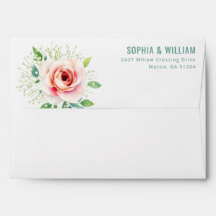 Romantic Pastel Floral Rose Illustration Envelope