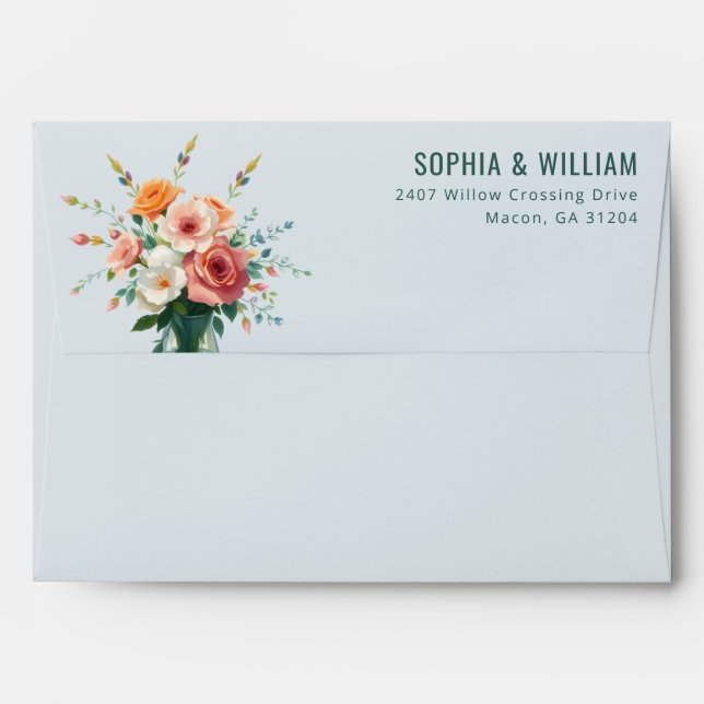 Romantic Pastel Floral Watercolor Envelope (Back (Top Flap))