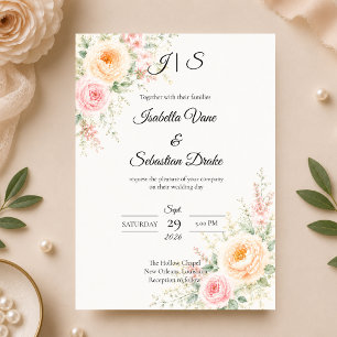 Romantic Pastel Floral Wedding Invitation