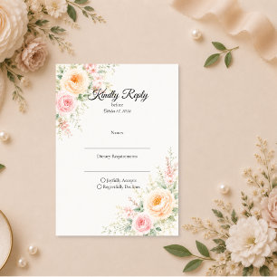 Romantic Pastel Floral Wedding RSVP Card