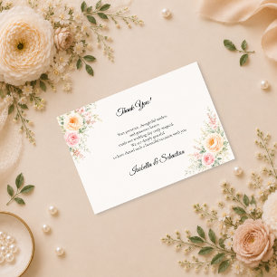 Romantic Pastel Floral Wedding Thank You Card