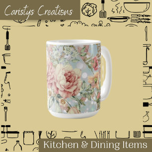 Romantic Pastel Florals Blues    Coffee Mug