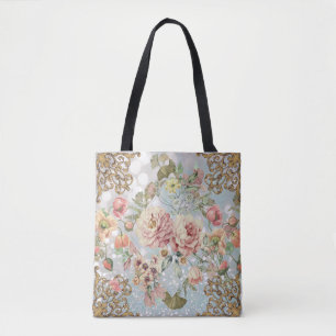 Romantic Pastel Florals Blues  Tote Bag