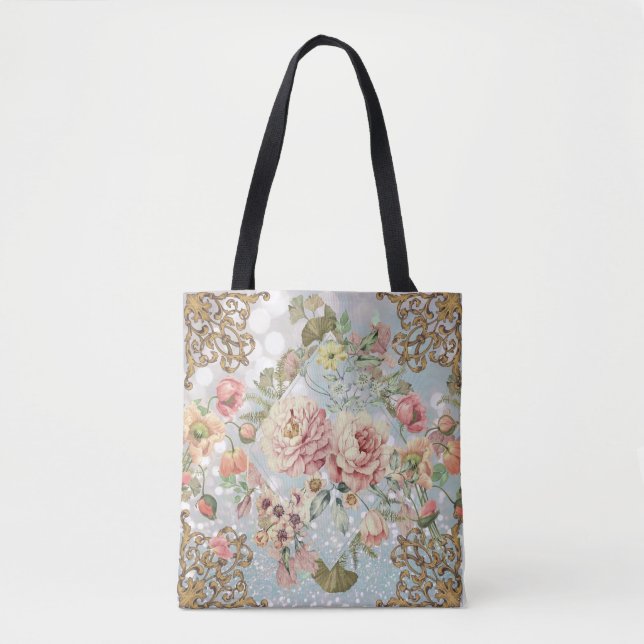 Romantic Pastel Florals Blues  Tote Bag (Front)