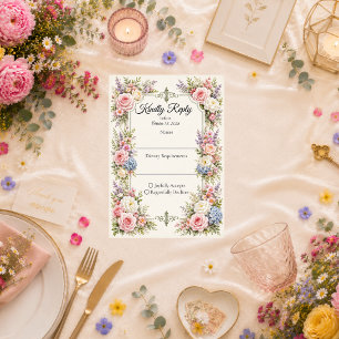 Romantic Pastel Garden Elegance Wedding RSVP Card
