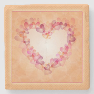Romantic pastel hearts and abstract shapes design stone coaster
