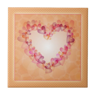 Romantic pastel hearts and abstract shapes design tile
