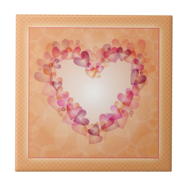 Romantic pastel hearts and abstract shapes design tile (Front)