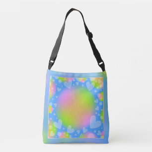 Romantic pastel hearts design crossbody bag