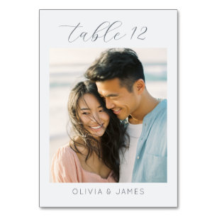 Romantic Pastel Minimalist Photo Table Number