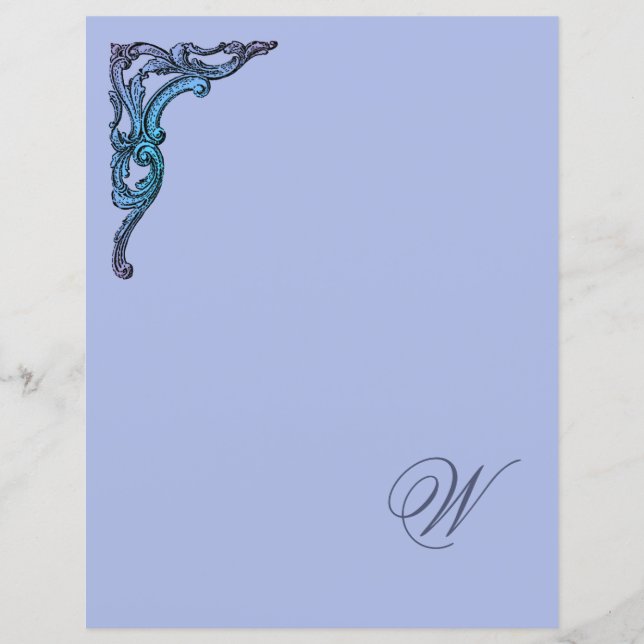 Romantic Pastel  Monogram Stationery Paper  (Front)