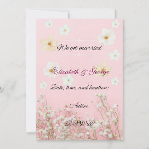 Romantic Pastel Pink and White Floral Wedding Invi Card