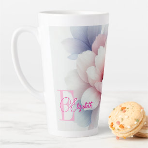 Romantic Pastel Pink Floral Personalised Latte Mug