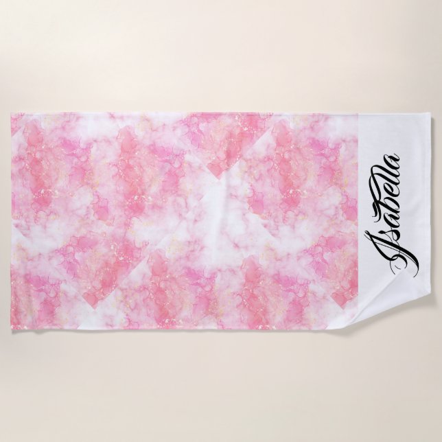 Romantic Pastel Pink Glitter Beach Towel (Front)