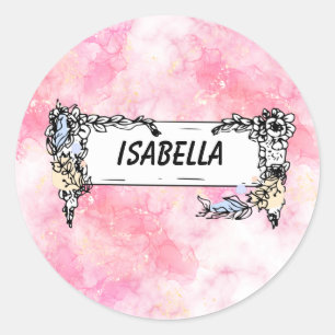 Romantic Pastel Pink Glitter Classic Round Sticker