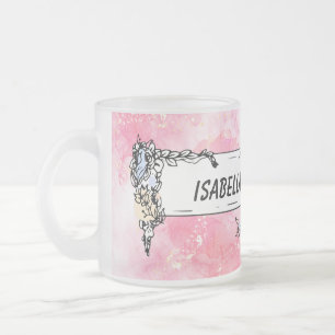 Romantic Pastel Pink Glitter Frosted Glass Coffee Mug
