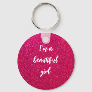 Romantic Pastel Pink Glitter Key Ring