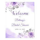 Romantic Pastel Purple Floral Bridal Shower Sign