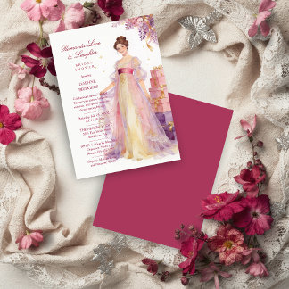 Romantic Pastel Regency Lady Floral Wisteria Invitation