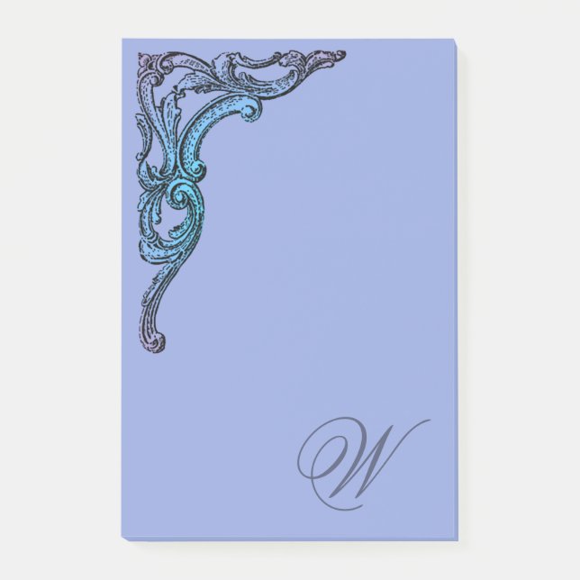 Romantic Pastel Steampunk Goth Monogrammed Post-it Notes (Front)