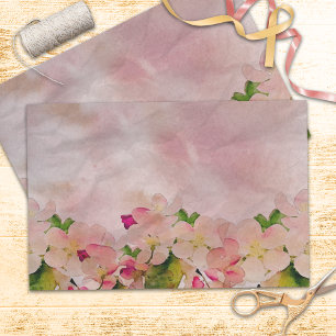 Romantic Pastel Watercolor Cherry Blossoms Tissue Paper